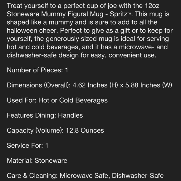 Halloween Stonweware Mummy Figural Mug - Picture 3 of 3